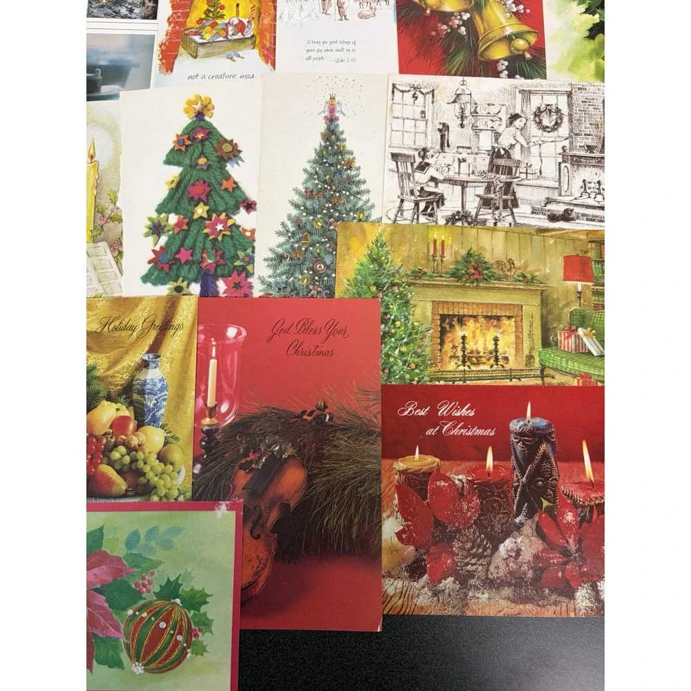 Vintage Christmas Cards Fronts ONLY Traditional Scrapbooking Decoupage Lot 50+